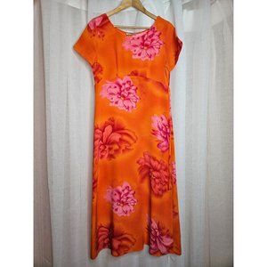 Tickets Orange Floral Dress M/L